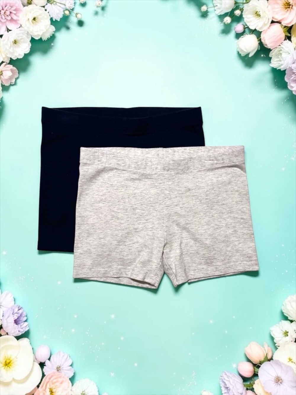 Member’s Mark Girls Cartwheel Shorts Set Black & Heather Gray 6/6X EUC